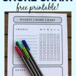 Customizable chore chart free printable