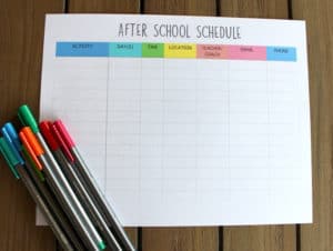 Printable Schedule for After School Activities ⋆ Love Our Real Life