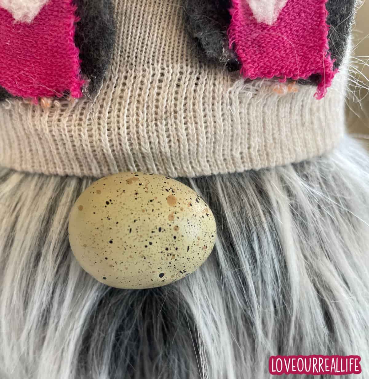 Hot glue egg for Easter sock gnome nose.