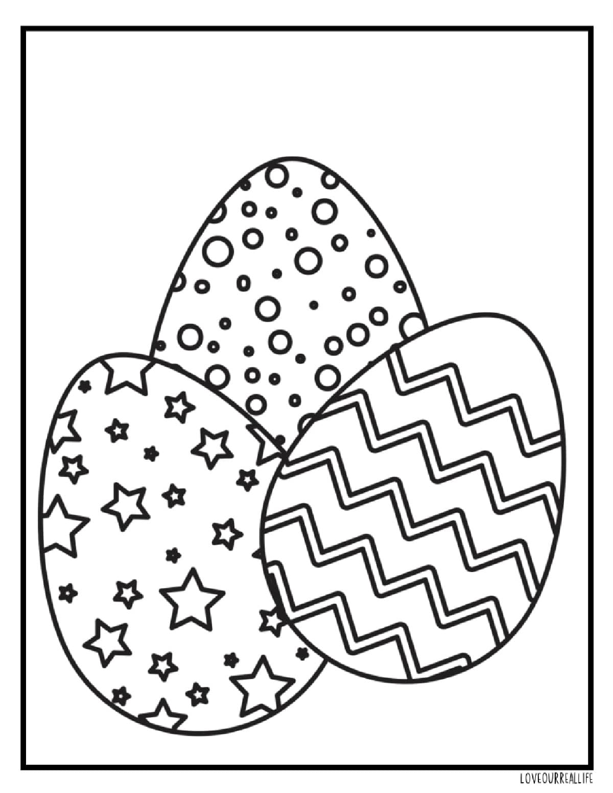 Group of three blank decorative eggs to print.