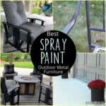 Four outdoor metal patio furniture pieces after using spray paint.
