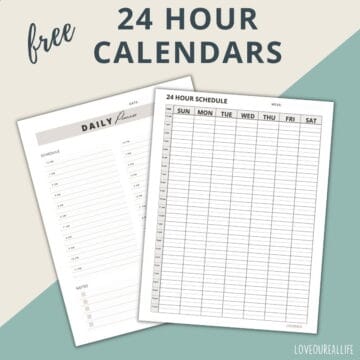 Two different 24 hour calendars, one for daily, one for weekly schedule.
