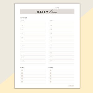 24 Hour Daily Schedule Template - 1 Page Layout (Printable) ⋆ Love Our ...