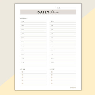 24 Hour Daily Schedule Template - 1 Page Layout (Printable) ⋆ Love Our ...