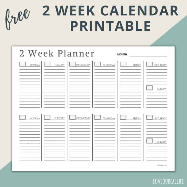Two Week Calendar Template – Free Printable Weekly Planner