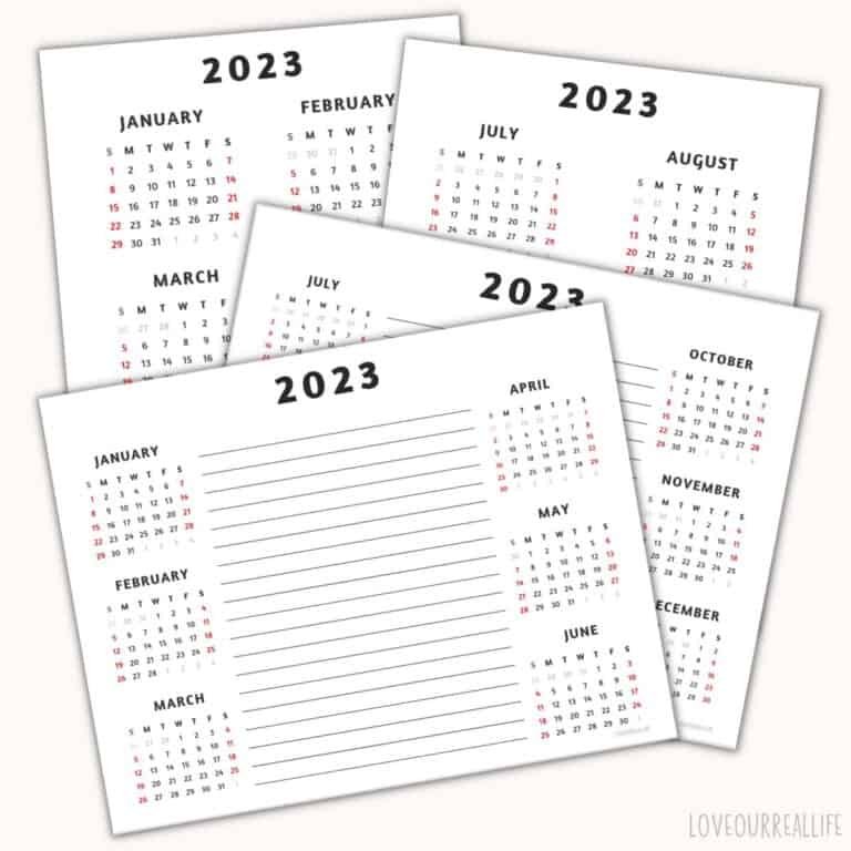Six Months Calendar Printable – FREE Template