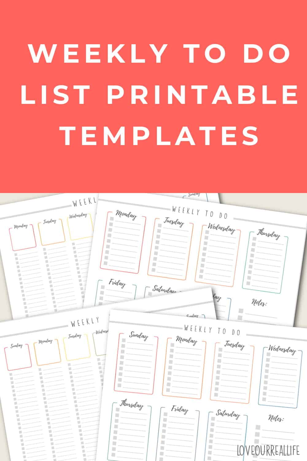 Pinterest pin for weekly to do list printable templates.