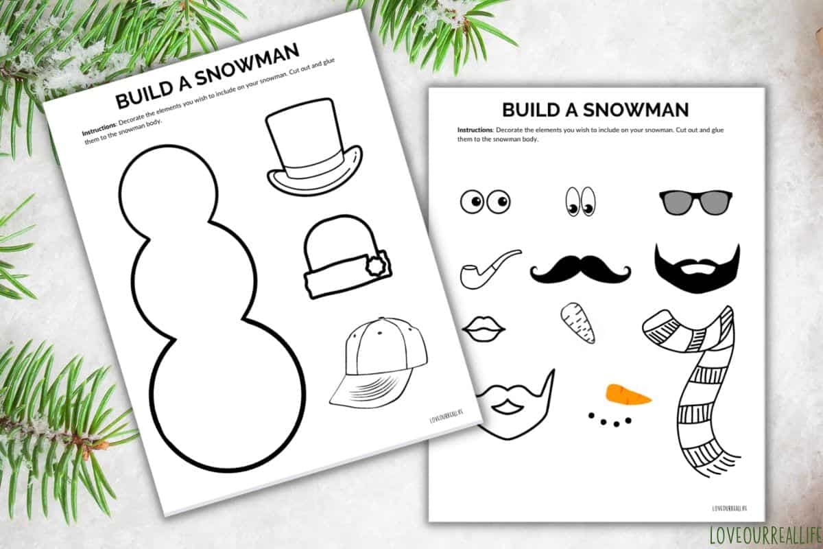 Free printable snowman template.