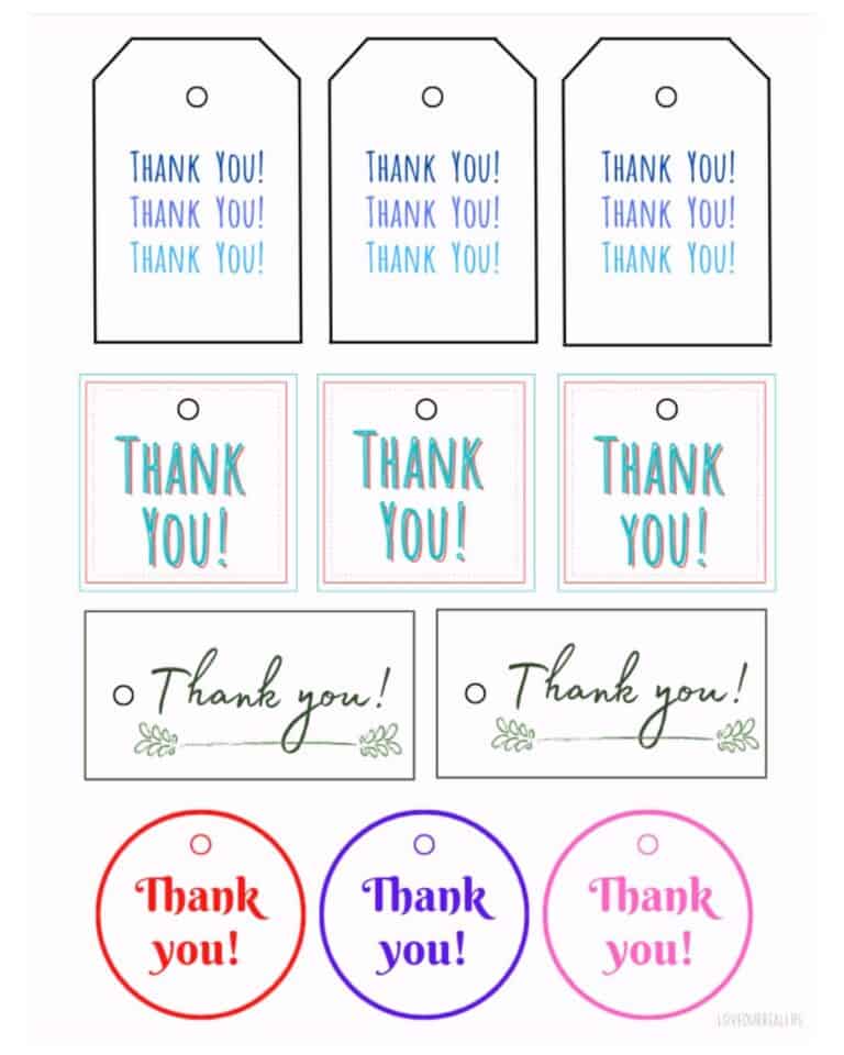 22 FREE Printable Thank You Gift Tags (For Gifts &amp; Cards) ⋆ Love Our ...