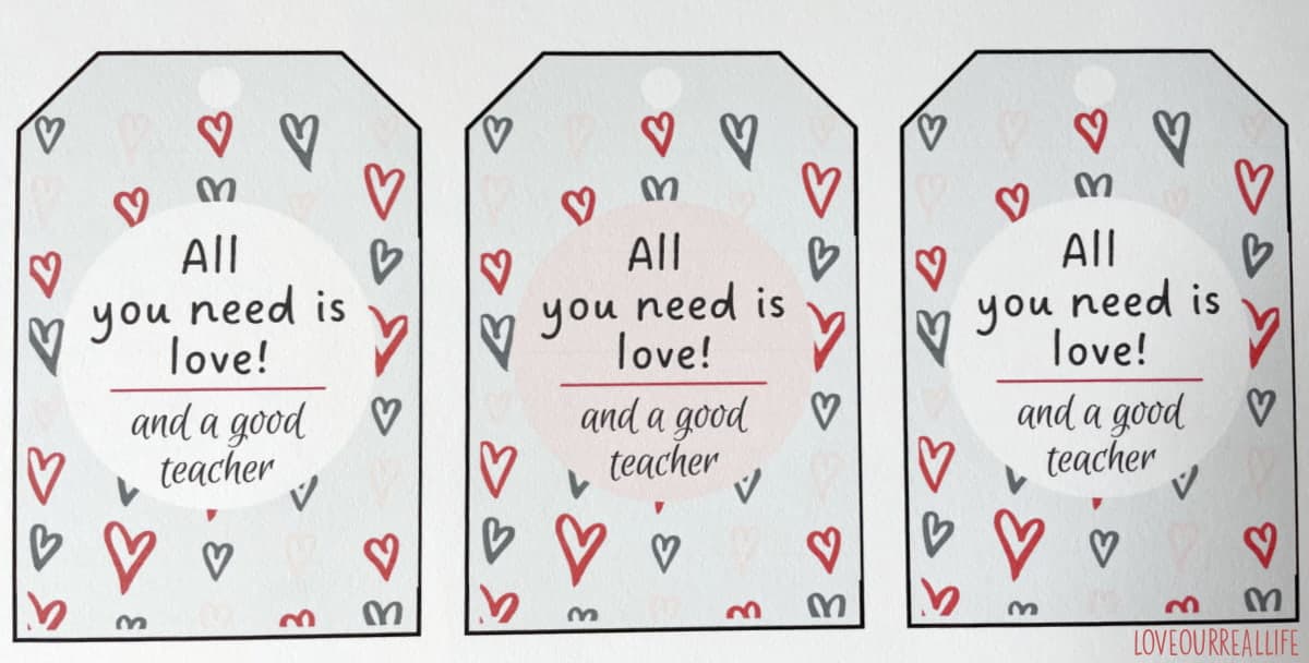 Gift tags printable Valentine's Day - teachers.