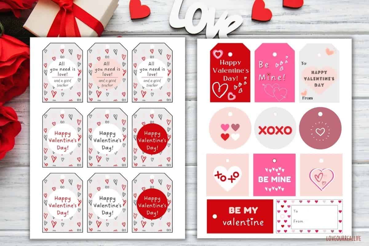 Free printable Valentine gift tags for teachers - loveourreallife.