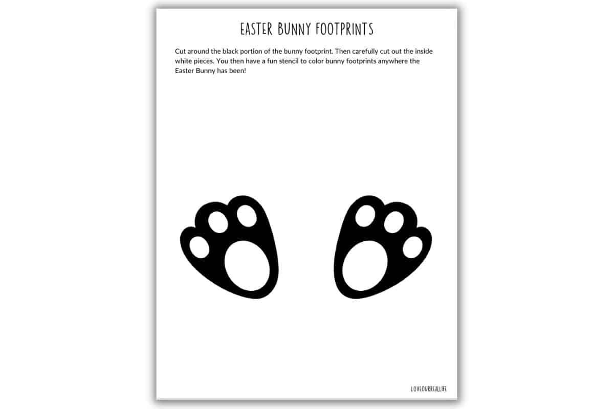Printable Easter bunny footprint templates.