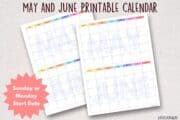FREE Printable May and June Calendar Template - 2023 ⋆ Love Our Real Life
