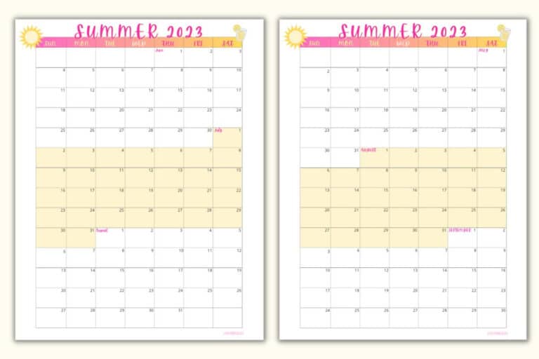 Free Summer Calendar Printable For 2023 And 2024 Love Our Real Life