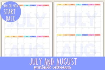 July and August 2024 Printable Calendars (Free) ⋆ Love Our Real Life