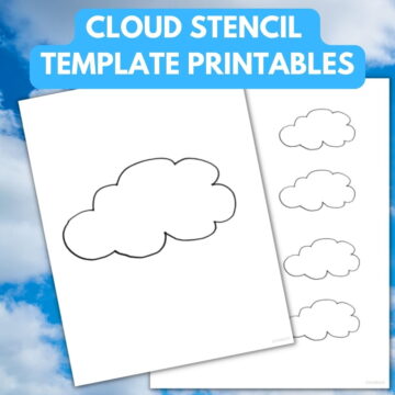 Cloud stencil template printables - large cloud and smaller clouds for clip art, stencil, or coloring.