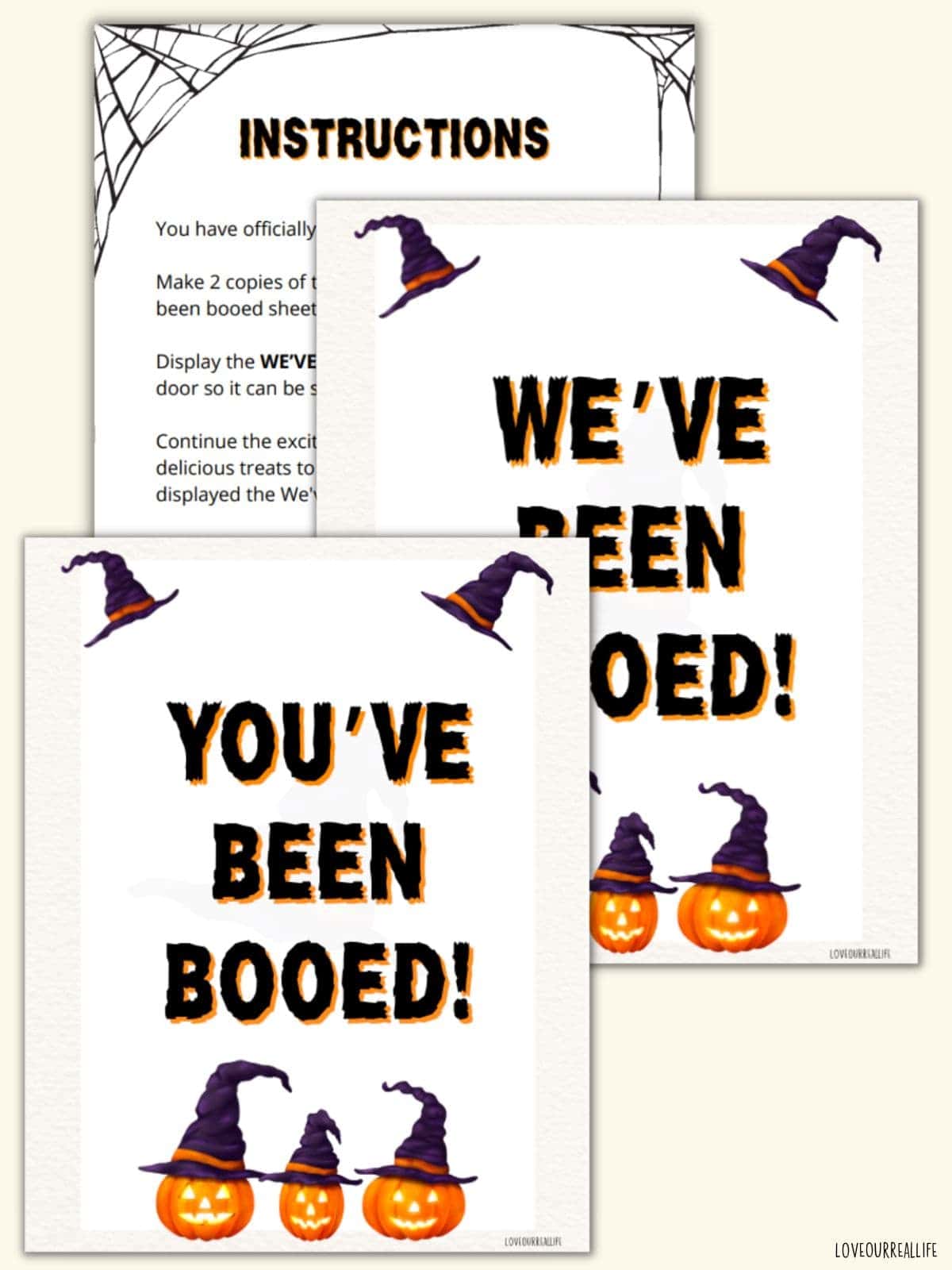 We've been booed signs with witch hats and jack o lanterns.