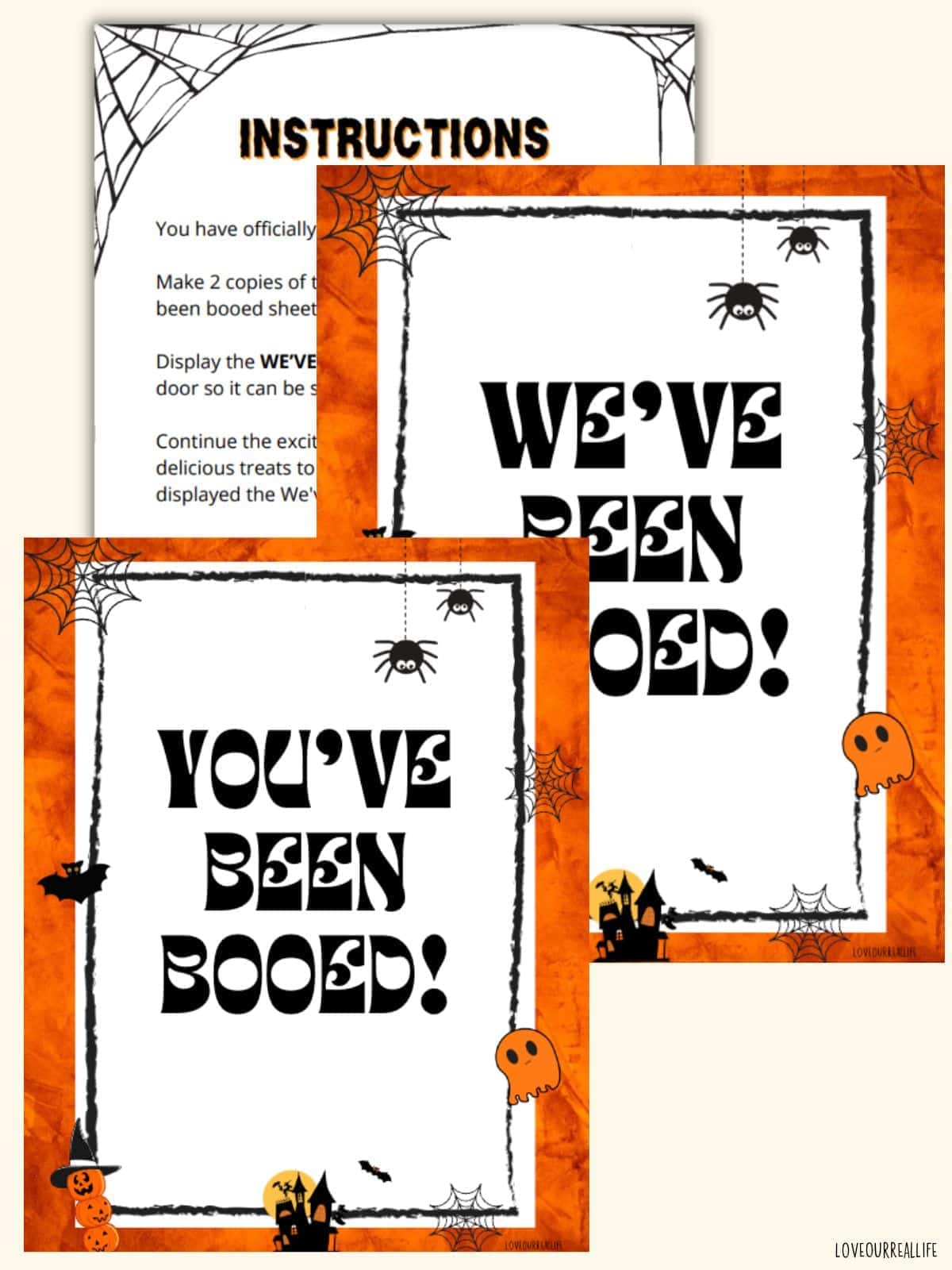 Printable boo signs in dark orange.