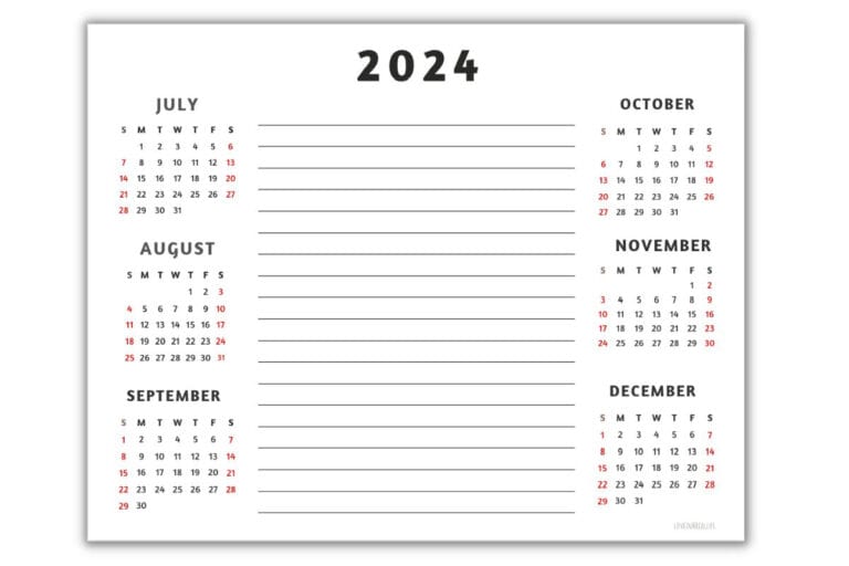 Six Months Calendar Printable - FREE Template ⋆ Love Our Real Life