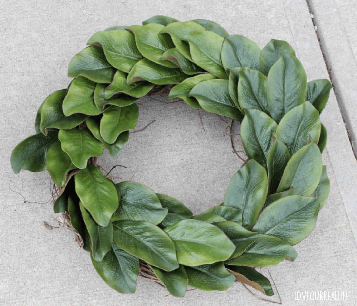 DIY wreath prior to shaping floral stems.