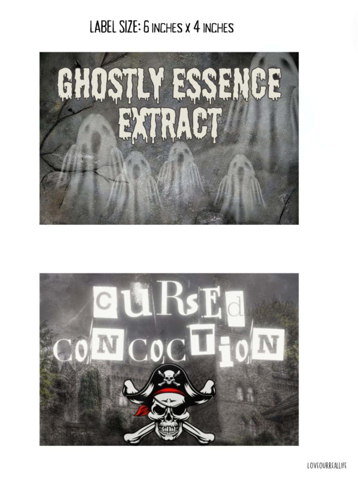 Halloween bottle labels.