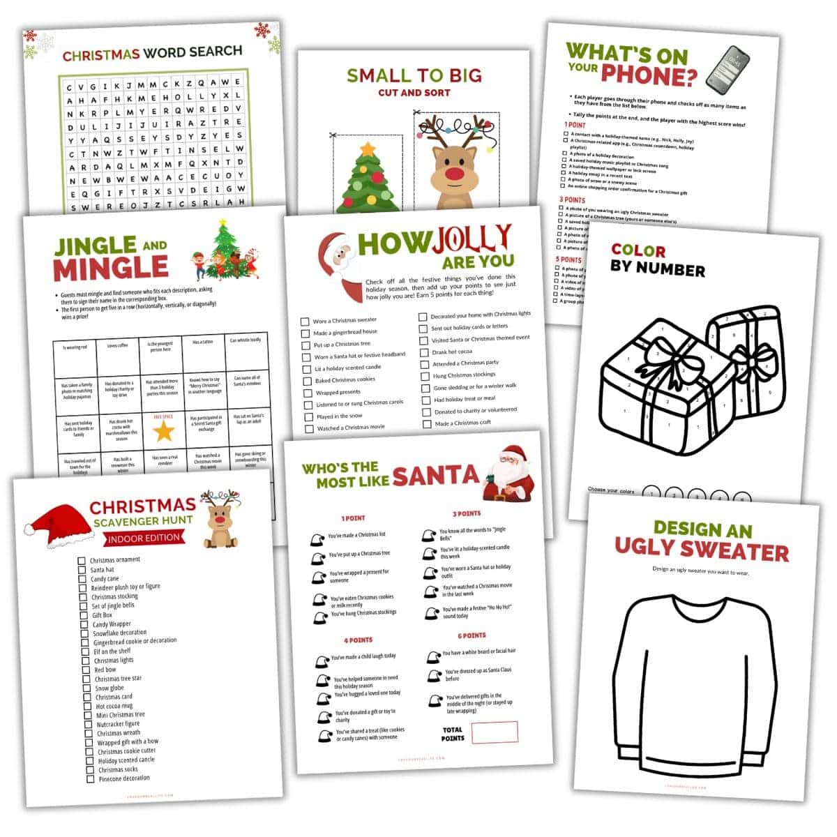 Christmas games in mockup display.