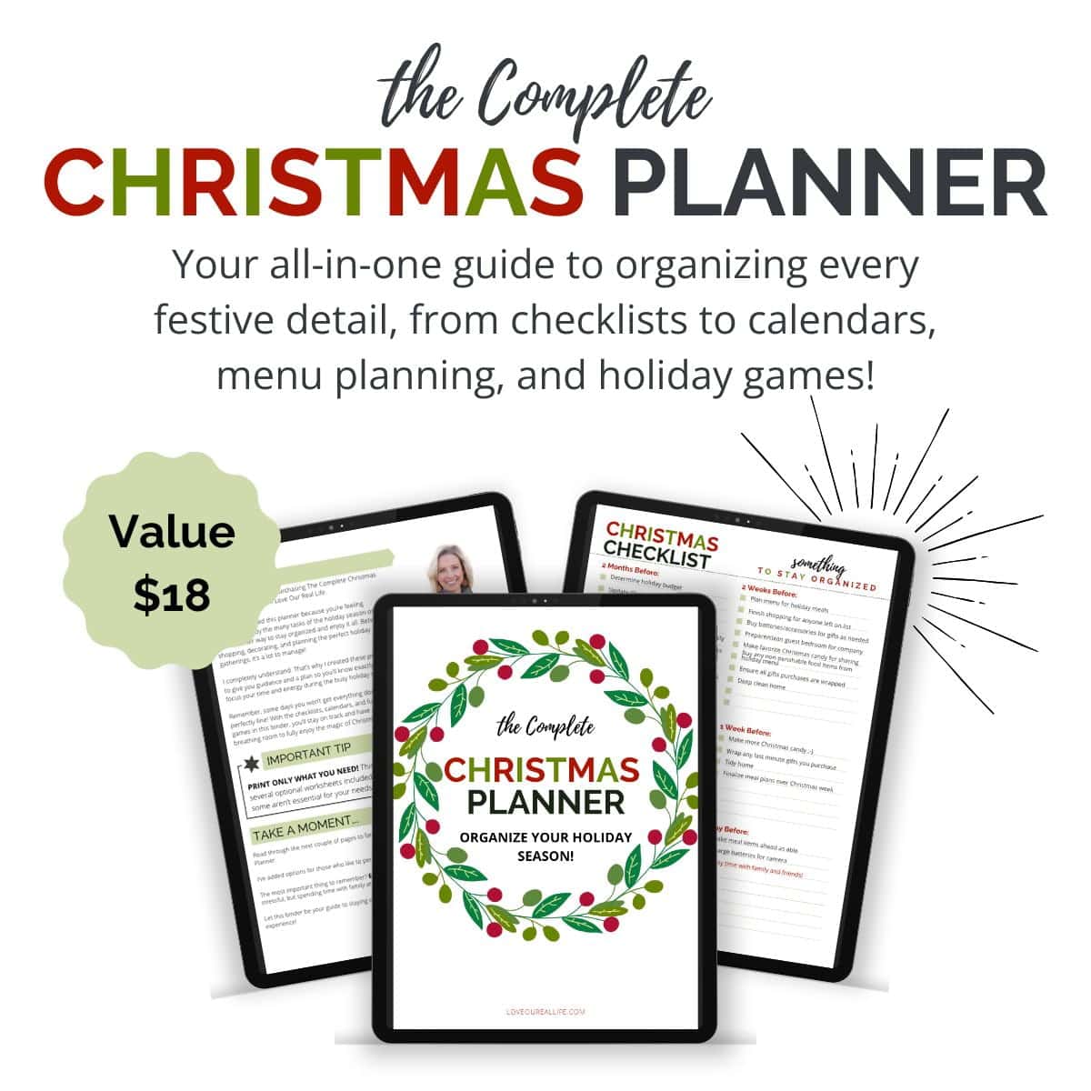 mockup of loveourreallife Christmas planner.