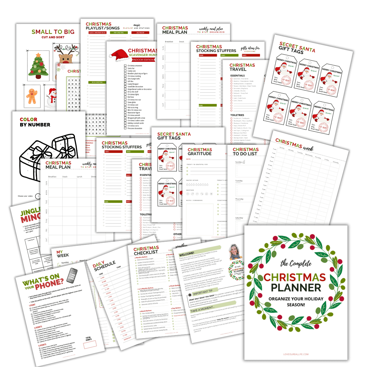 Christmas planner mockup with transparent background.