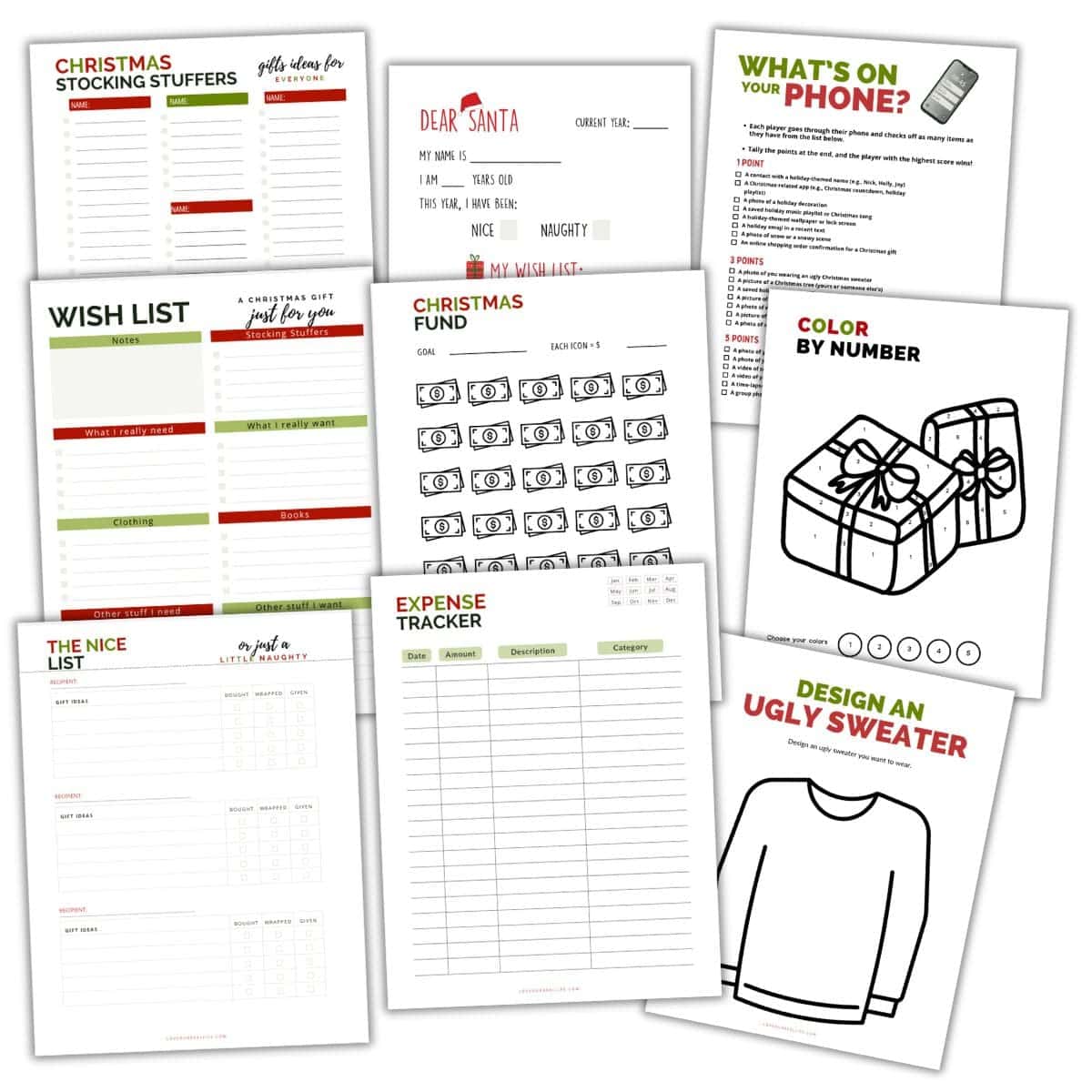 Christmas gift printables.