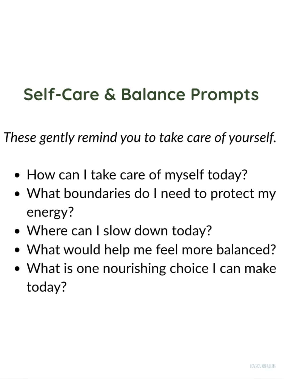 Self care journal prompts.