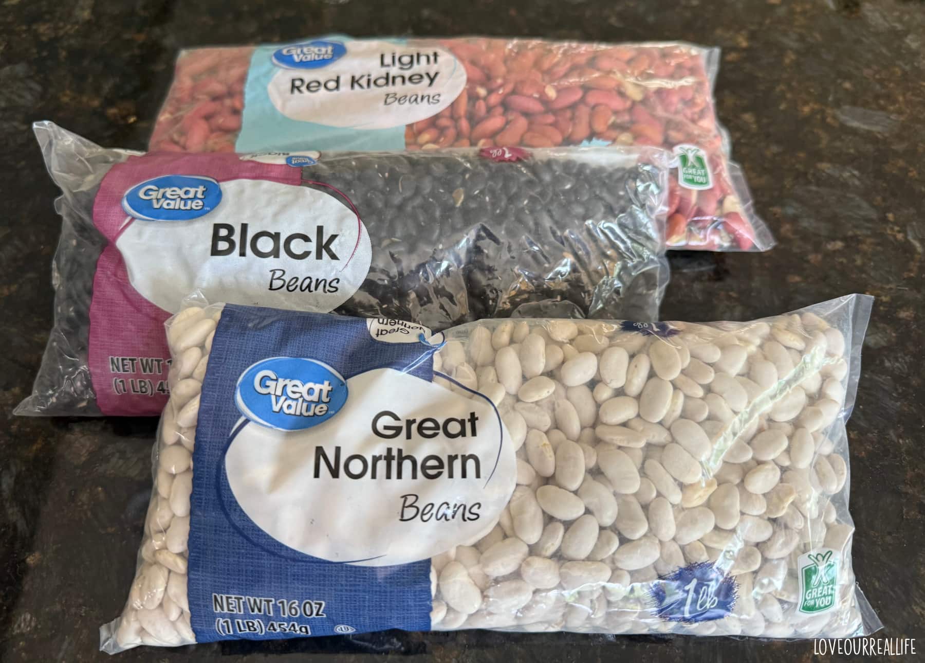 Beans in pantry.